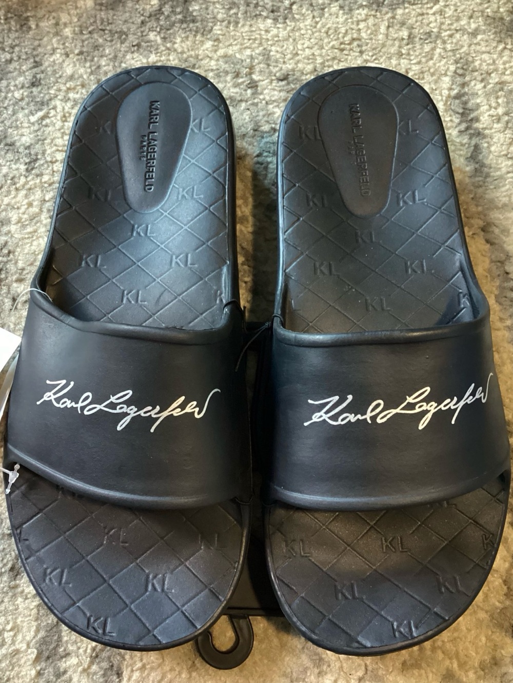 Karl Lagerfeld Paris Men’s Sacha Slides Sandals Black Size 9